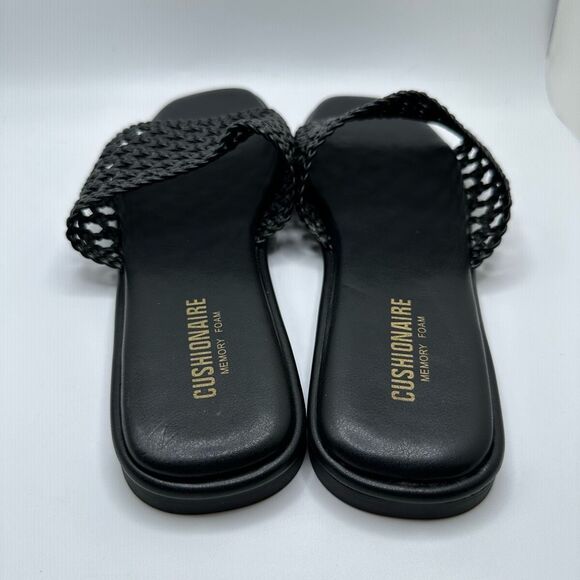 CUSHIONAIRE Women's basket weave slide sandal +Memory Foam 9 WIDE BLACK - Picture 4 of 7